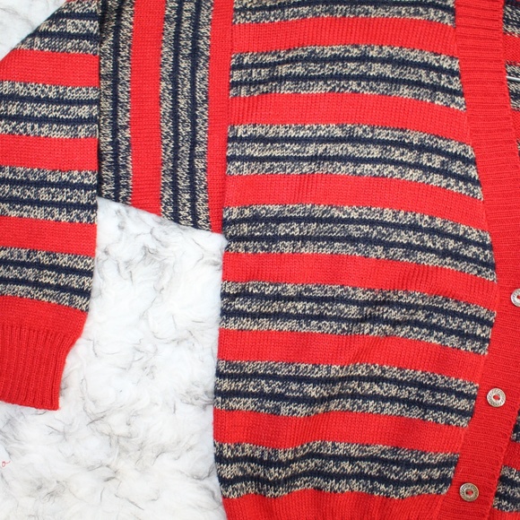 SOLD Vintage Front Button Striped Cardigan Sweater - Picture 4 of 7